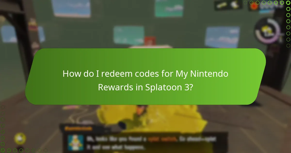 How do I redeem codes for My Nintendo Rewards in Splatoon 3?
